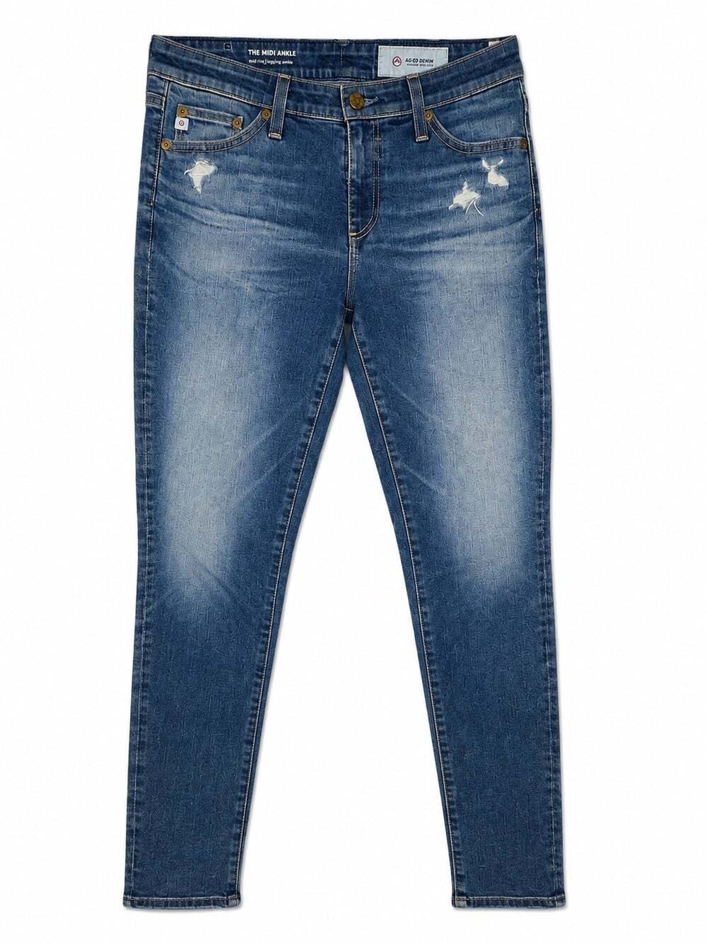 AG Adriano Goldschmied Middi Ankle Jeans Mid Rise Legging Distressed Sz 28R